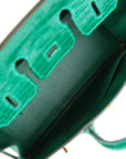 HMS Birkin 25 Emerald Shiny Niloticus Crocodile Gold Hardware