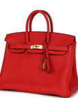 HMS Birkin 25 Rouge de Coeur Togo Gold Hardware
