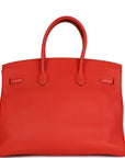 Top Quality HMS Birkin 35 Rouge Tomate Togo Palladium Hardware