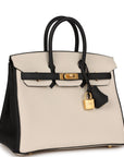 HMS Special Order (HSS) Birkin 25 Craie and Black Togo Brushed Gold Hardware