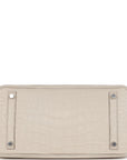 HMS Bi-color Birkin 30 Beton and Etain Matte Alligator Palladium Hardware