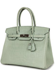 Top Quality HMS Birkin 30 Vert D'Eau Matte Alligator Palladium Hardware