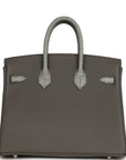 HMS Birkin 25 Gris Meyer Togo and Gris Ciment Matte Alligator Touch Palladium Hardware