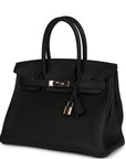 Top Quality HMS Birkin 30 Black Togo Palladium Hardware