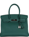 Top Quality HMS Birkin 30 Malachite Togo Palladium Hardware
