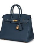 HMS Birkin 25 Bleu De Prusse Togo Gold Hardware