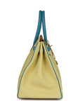 HMS Special Order (HSS) Birkin 35 Jaune Poussin and Bleu Paradise Togo Brushed Gold Hardware