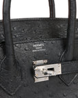 HMS Birkin 25 Black Ostrich Palladium Hardware