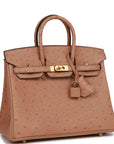 HMS Birkin 25 Chai Ostrich Gold Hardware
