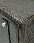HMS Gris Tourterelle Porosus Crocodile Birkin 35 Bag