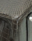HMS Gris Tourterelle Porosus Crocodile Birkin 35 Bag