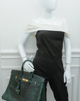 HMS Vert Emerald Shiny Crocodile Porosus Birkin 35 Bag