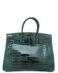 HMS Vert Emerald Shiny Crocodile Porosus Birkin 35 Bag