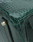 HMS Vert Emerald Shiny Crocodile Porosus Birkin 35 Bag