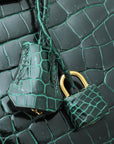 HMS Vert Emerald Shiny Crocodile Porosus Birkin 35 Bag