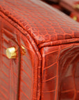 HMS Lisse Rouge H Shiny Crocodile Porosus Birkin 35 Bag