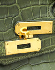 HMS Vert Veronese Matte Crocodile Porosus Birkin 35 Bag