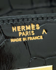 HMS Noir Shiny Crocodile Porosus Birkin 35 Bag