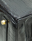 HMS Noir Shiny Crocodile Porosus Birkin 35 Bag