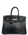 HMS Noir Crocodile Porosus Birkin 35 Bag
