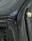 HMS Noir Crocodile Porosus Birkin 35 Bag