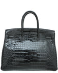 HMS Noir Crocodile Porosus Birkin 35 Bag
