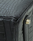 HMS Noir Crocodile Porosus Birkin 35 Bag