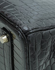 HMS Noir Crocodile Porosus Birkin 35 Bag