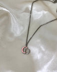 Christian D1OR CD Logo Necklace Pink Silver Vintage Old nya2c5