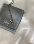Christian D1OR CD Logo Necklace Pink Silver Vintage Old nya2c5