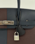 HMS Birkin 30 Casaque Rouge Sellier / Bleu Indigo / Rose Texas Epsom