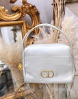 Christian D1OR CD logo Leather handbag White Vintage jnzf2z