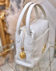 Christian D1OR CD logo Leather handbag White Vintage jnzf2z