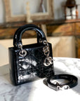 Christian D1OR Cannage Lady D1OR Patent leather Handbag Shoulder bag Black e3i7xj