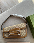 GC598 GCCI Horsebit 1955 Small Shoulder Bag / 10.4"W x 6.7-4.1"H x 3.1-1.6"D