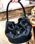 Christian D1OR Cannage Lady D1OR Padlock Charm Bucket Totebag Black Vintage txf4va