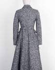 CHRISTIAN D1OR Belted A Line Coat Black White