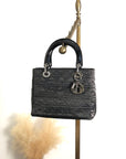Christian D1OR Cannage CD Logo Charm Two-way Handbag Shoulder bag Black Vintage 5cgj75