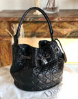 Christian D1OR Cannage Lady D1OR Padlock Charm Bucket Totebag Black Vintage txf4va