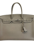 HMS Birkin 35 Gris Tourterelle Leather PHW