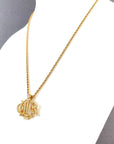 Christian D1OR Emblem Logo Line Stone Necklace Gold vintage yxmhkk