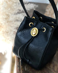 Christian D1OR CD logo Drawstring Handbag minibag Black Vintage Old 77xsb3