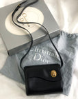 Christian D1OR CD Logo Wave Crossbody Shoulder bag Black Vintage Old m5w356