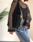 Christian D1OR Cannage Nylon Shoulder bag Black Vintage spxywa