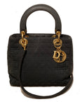 Christian D1OR Black Nylon Medium Lady Di Bag