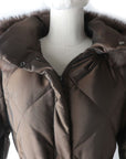 BBERRY Belted Fox Fur Hooded Down Coat