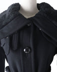 BBERRY Blue Label Wool Belted Coat, Black, Size 40