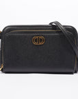 Christian D1OR Caro Double Zipped Pouch Black Leather