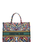 CHRISTIAN D1OR Butterfly Book Tote Large Green Blue