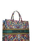 CHRISTIAN D1OR Butterfly Book Tote Large Green Blue